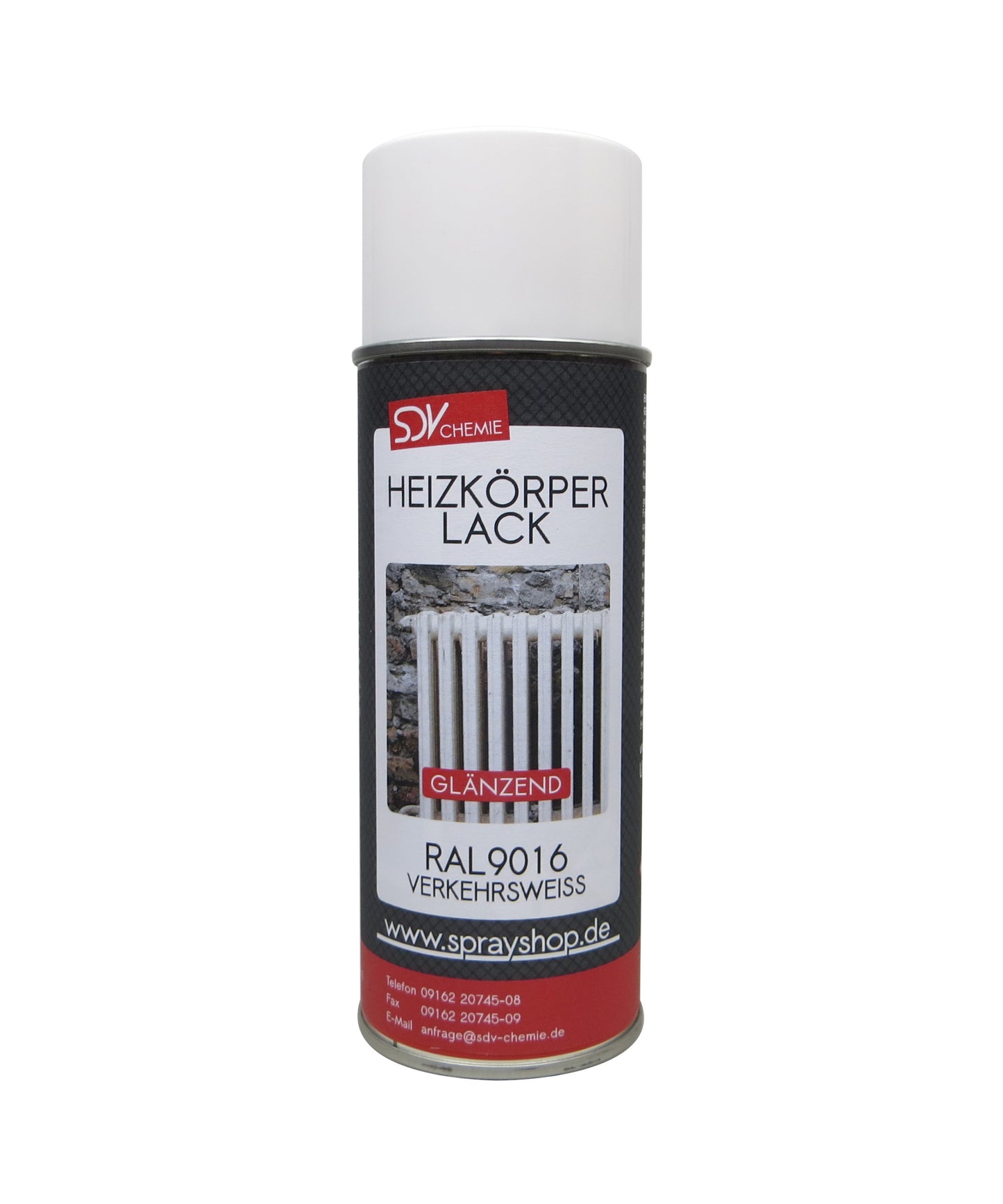 Heizkörperlack verkehrsweiss glänzend 1x 400ml RAL 9016 Radiator