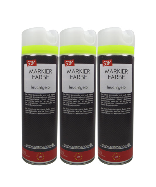 Markierungsfarbe leuchtgelb 3x 500ml Markierspray Markierungsspray