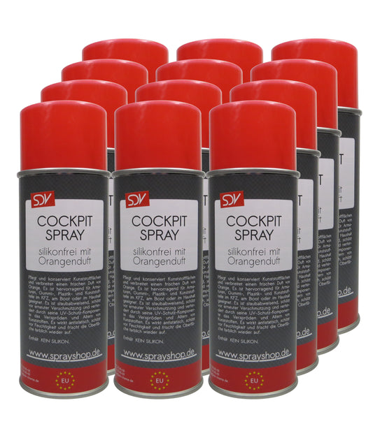 Cockpitspray Orangenduft silikonfrei 12x 400ml Cockpit Pflege Reiniger