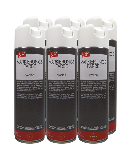 Markierungsfarbe weiss 6x 500ml Markierspray Markierungsspray weiß