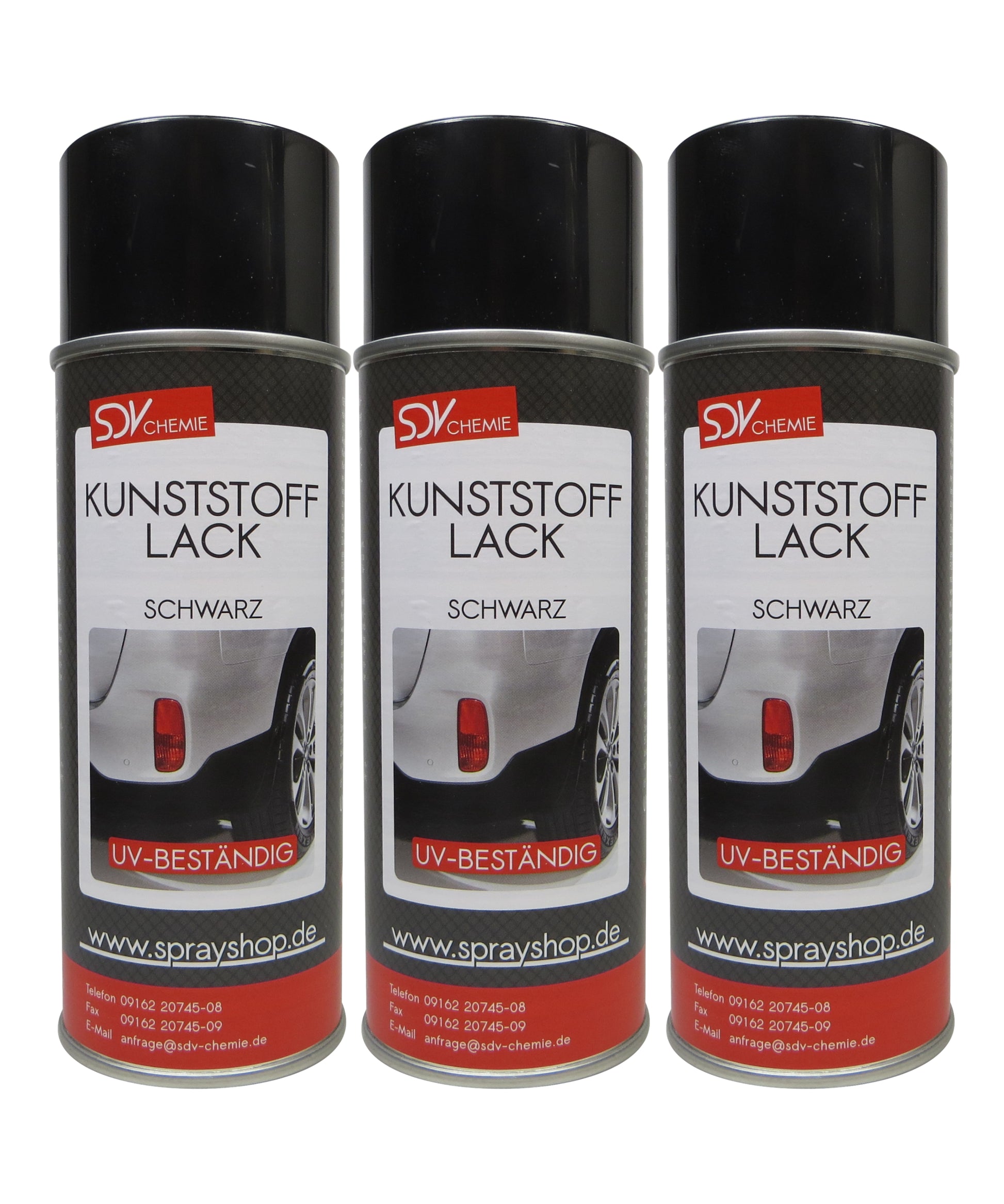 Kunststofflack schwarz matt 3x 400ml Lackspray