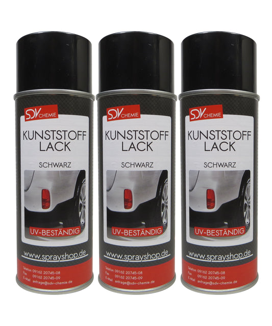 Kunststofflack schwarz matt 3x 400ml Lackspray