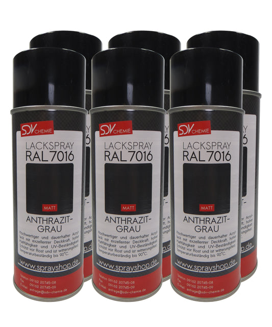 Lackspray RAL 7016 ANTHRAZITGRAU matt 6x 400ml grau Acryllack