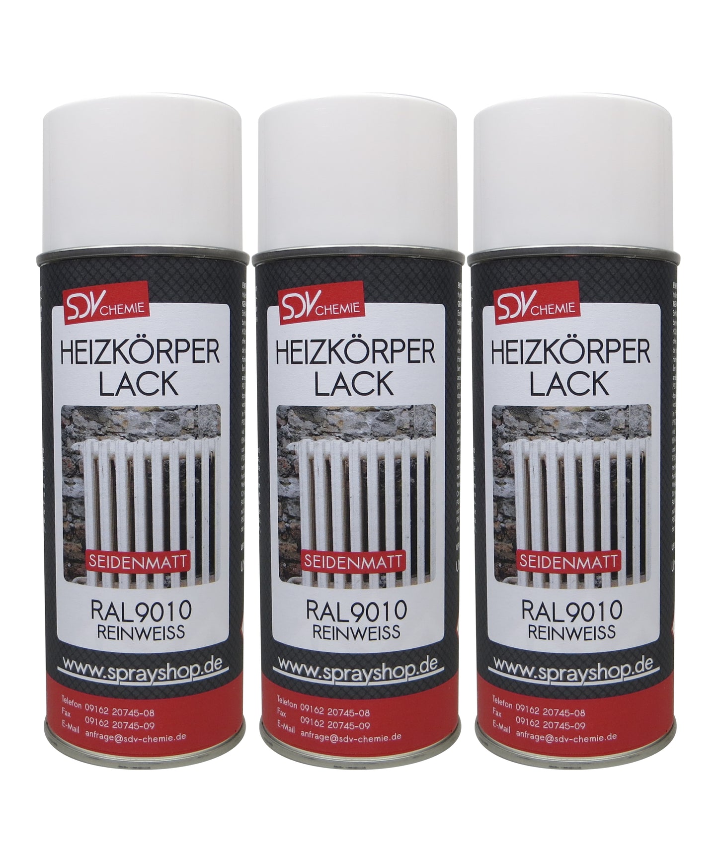 Heizkörperlack weiss seidenmatt 3x 400ml RAL 9010 Radiator