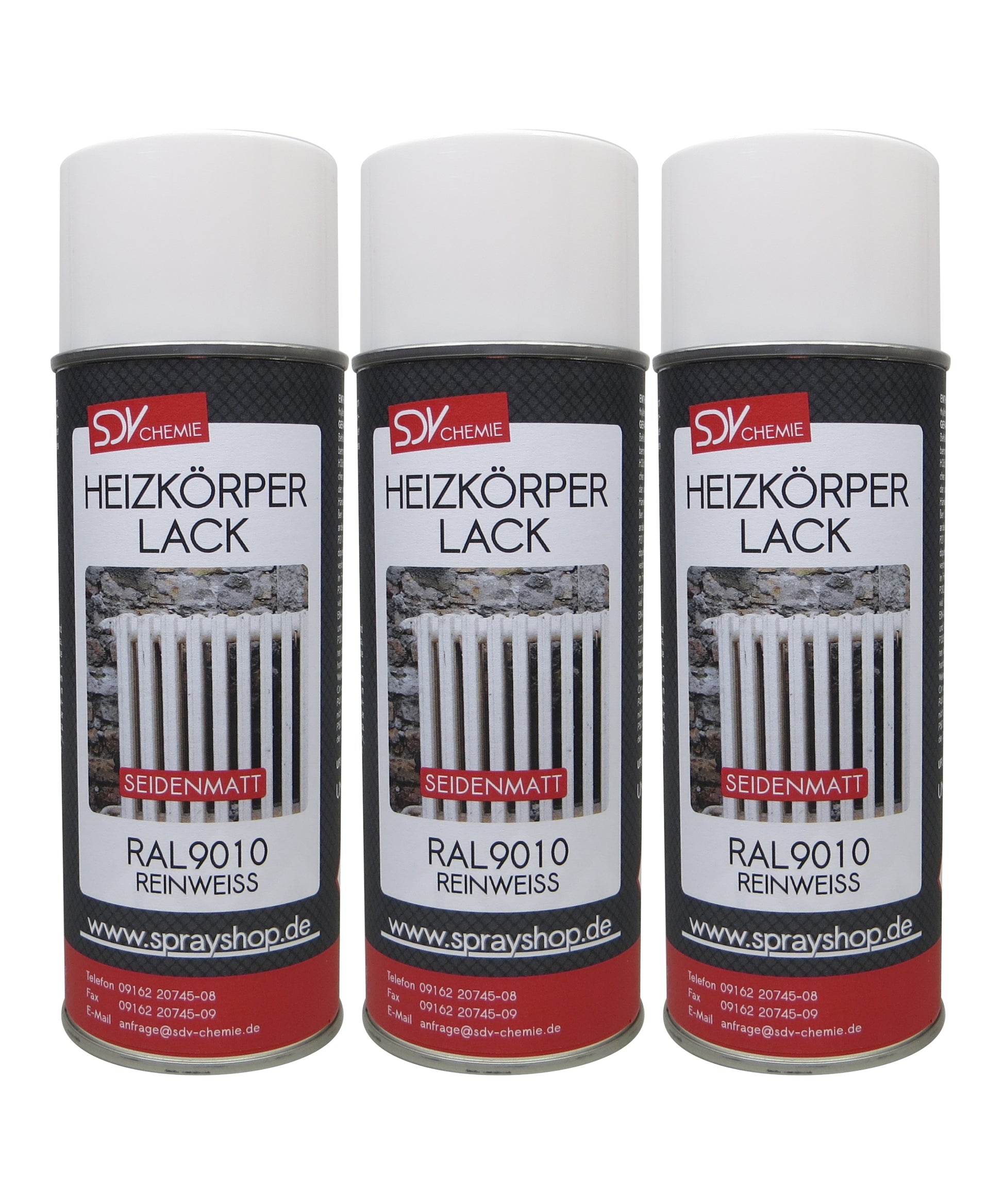Heizkörperlack weiss seidenmatt 3x 400ml RAL 9010 Radiator
