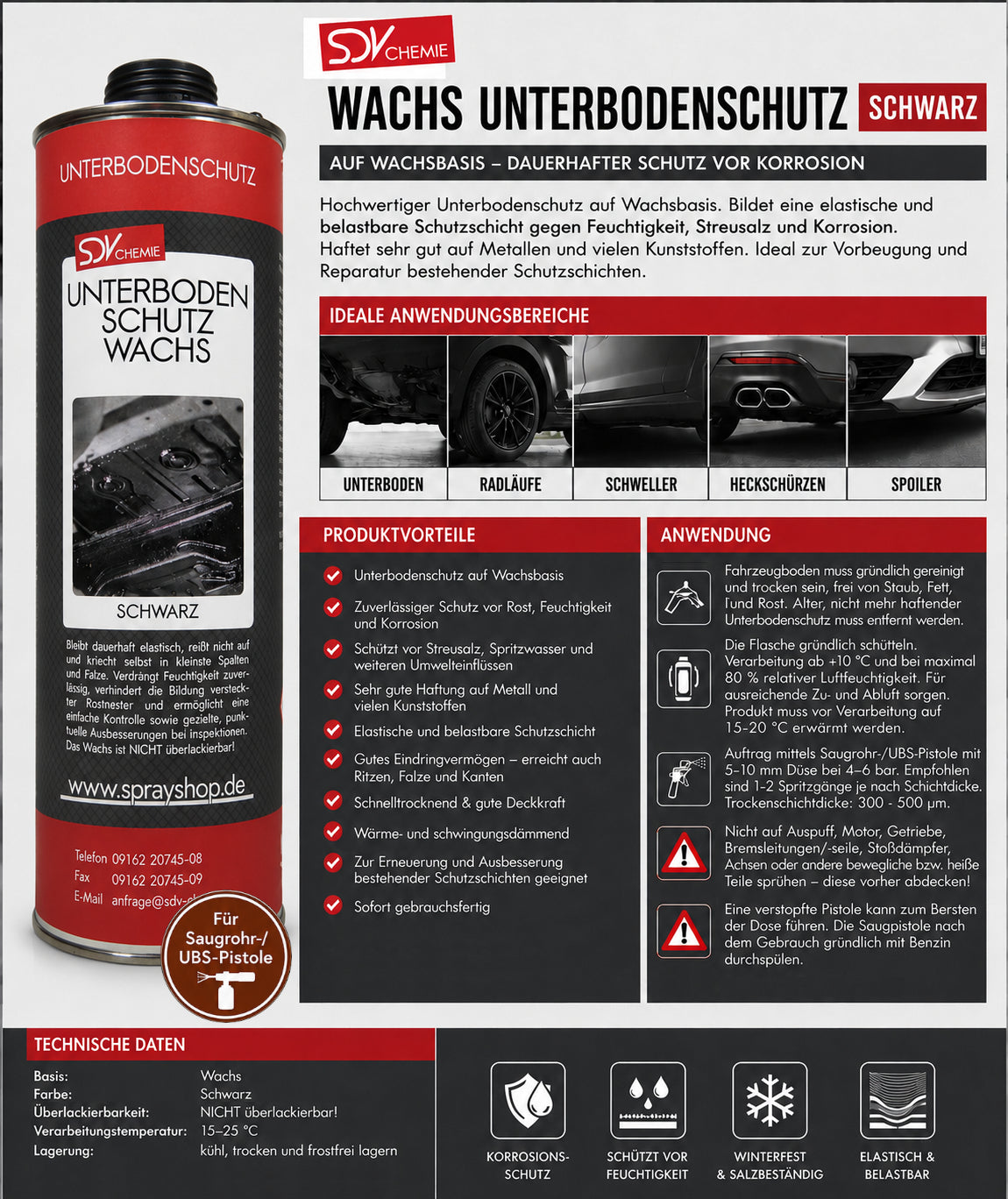 Unterbodenschutz Wachs schwarz 1L Etikett