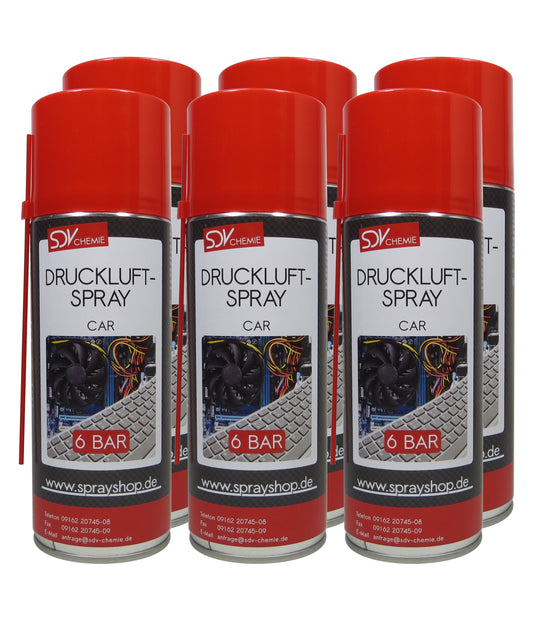 Druckluftspray CAR 6x 400ml Air Duster Druckluftreiniger