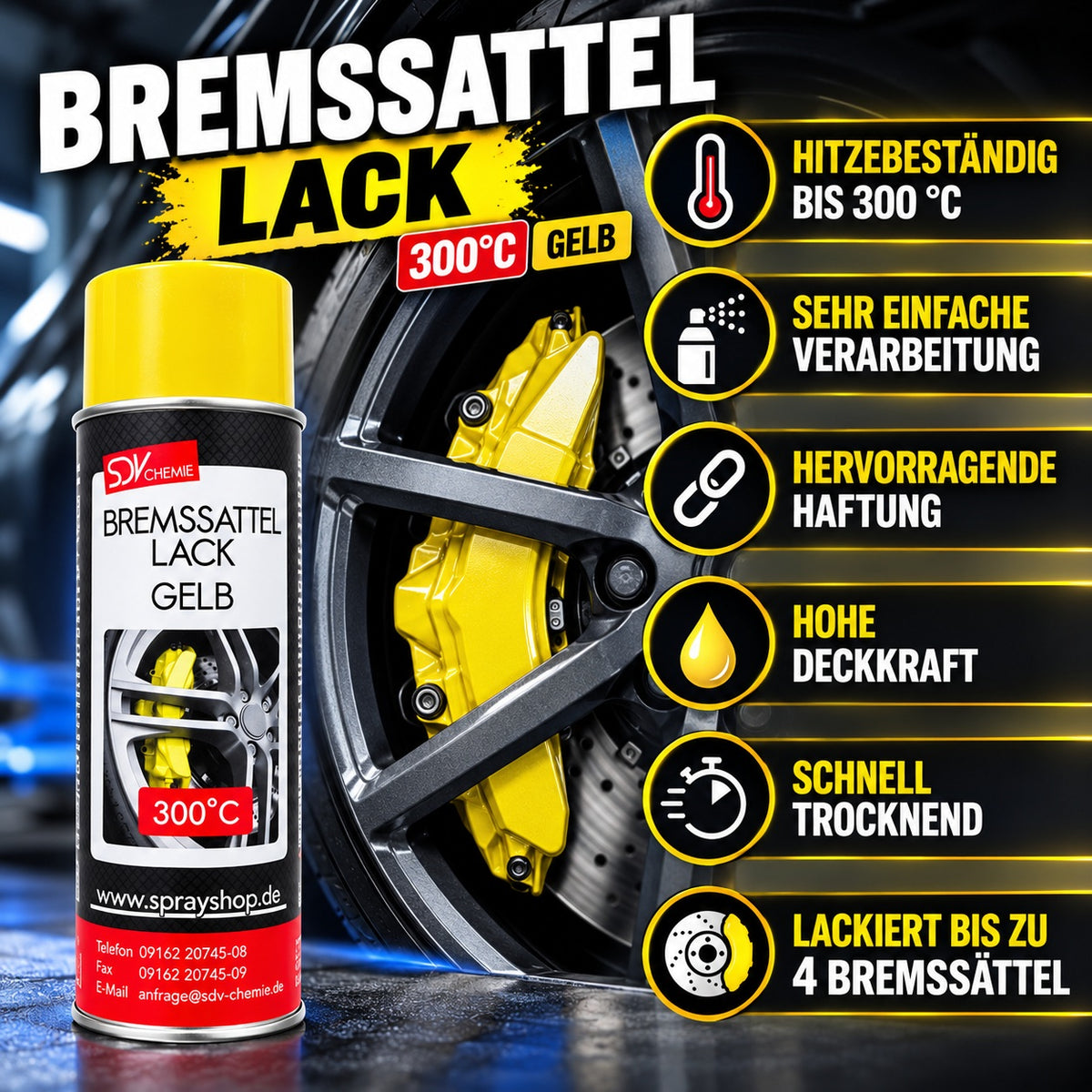 Bremssattellack gelb Produktvorteile