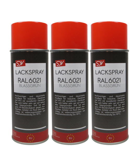 Lackspray RAL 6021 BLASSGRÜN glänzend 3x 400ml Acryllack