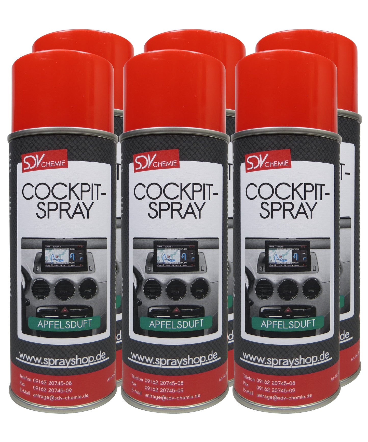 Cockpitspray Apfelduft 6x 400ml Cockpit Pflege Reiniger