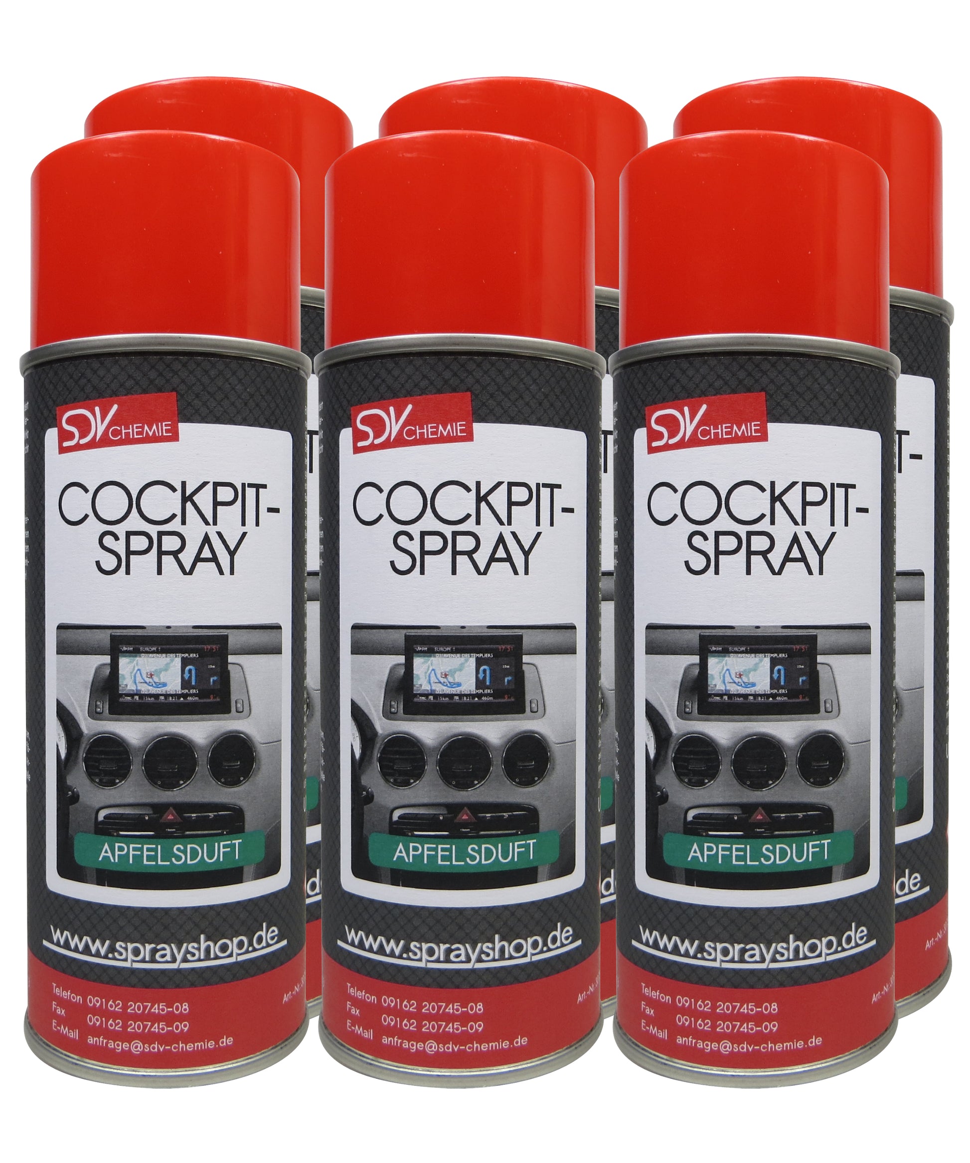 Cockpitspray Apfelduft 6x 400ml Cockpit Pflege Reiniger
