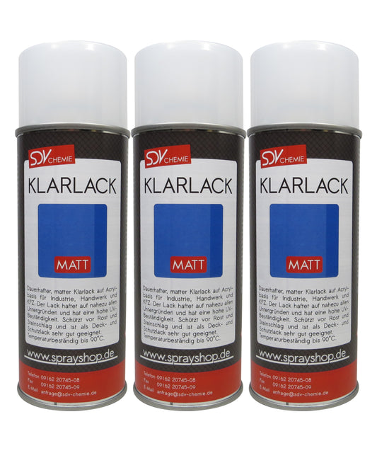 Klarlack Spray matt 3x 400ml Acryl Sprühlack