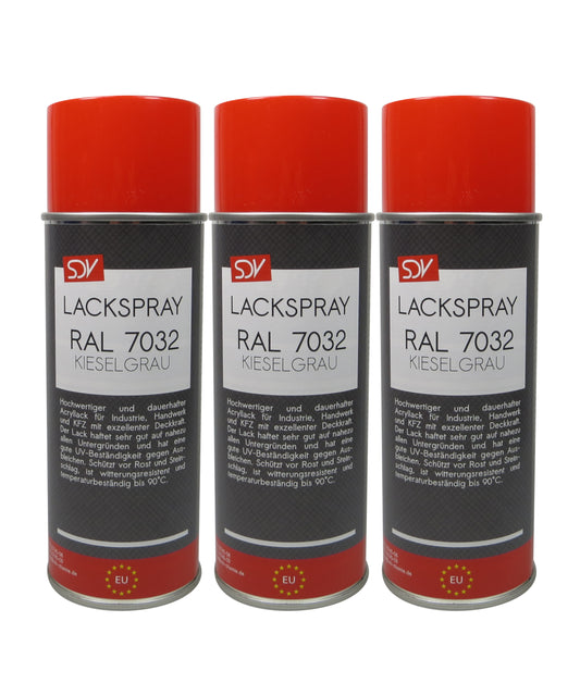 Lackspray RAL 7032 KIESELGRAU glänzend 3x 400ml Acryllack