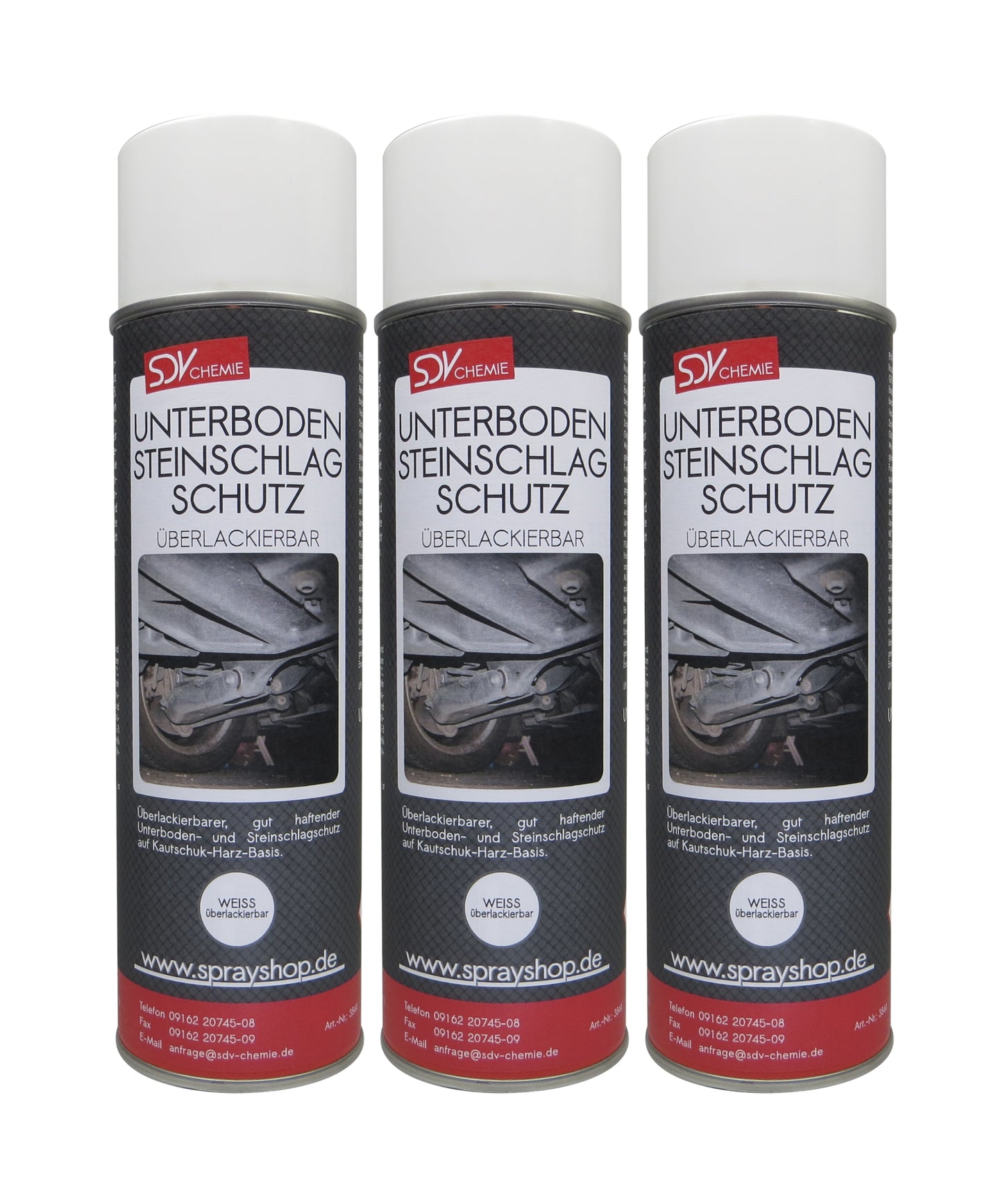 Unterbodenschutz weiss überlackierbar 3x 500ml UBS Steinschlagschutz