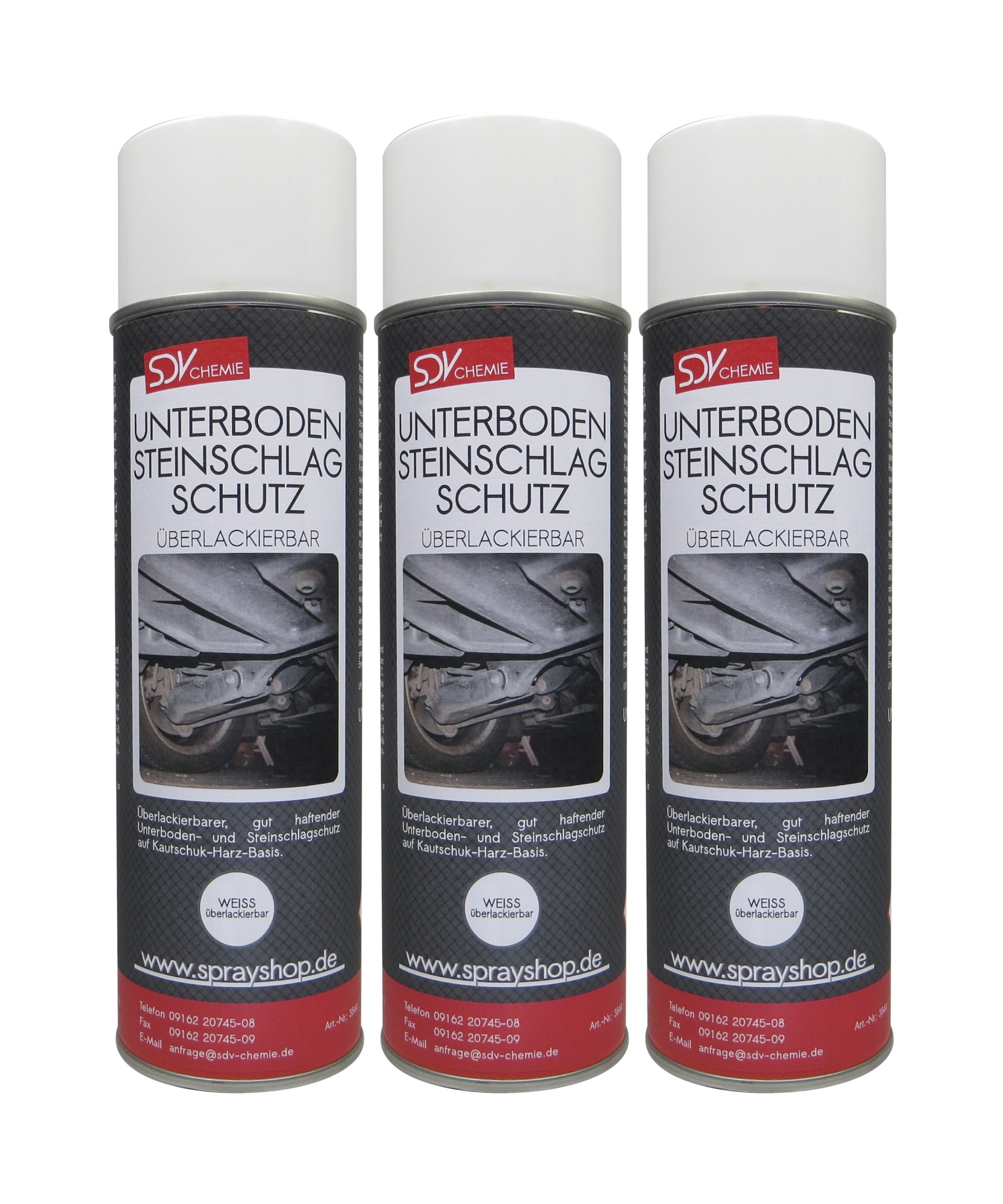 Unterbodenschutz weiss überlackierbar 3x 500ml UBS Steinschlagschutz