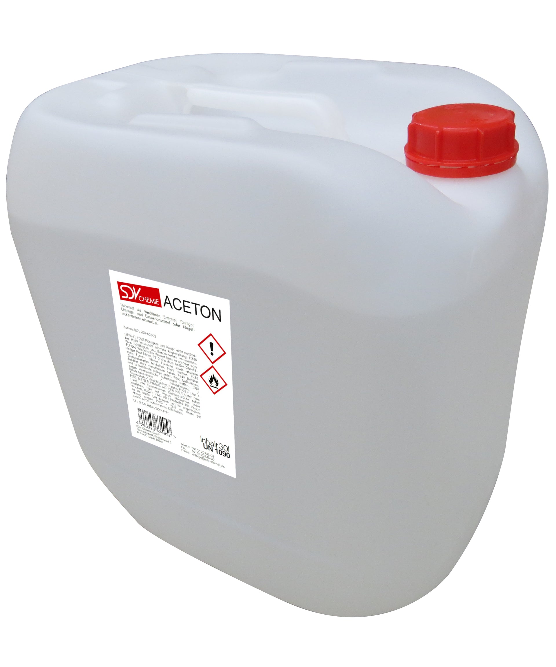 Aceton 1x 30 Liter Kanister mit DIN 61 Gewinde 30L – SDV Chemie