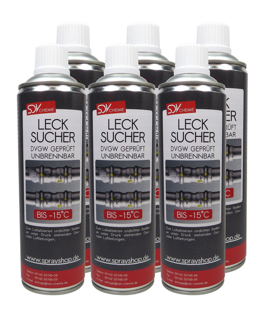 Lecksuchspray 6x 400ml bis -15°C DVGW geprüft Leckfinder Lecksucher