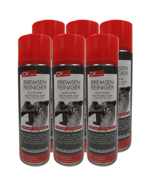 Bremsenreiniger Spray 6x 500ml POWER Brake Cleaner 360° Ventil