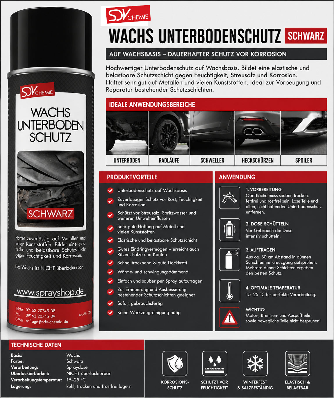 Unterbodenschutz Wachs schwarz 500ml Etikett