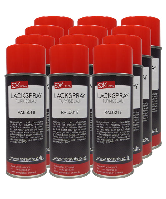 Lackspray RAL 5018 TÜRKISBLAU glänzend 12x 400ml Acryllack