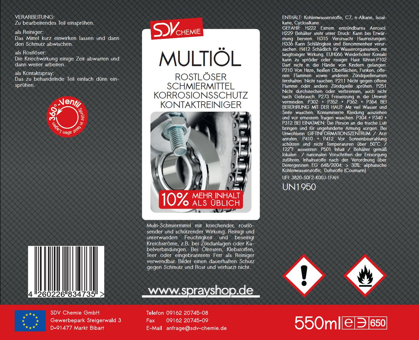 Multiöl Spray 550ml Etikett