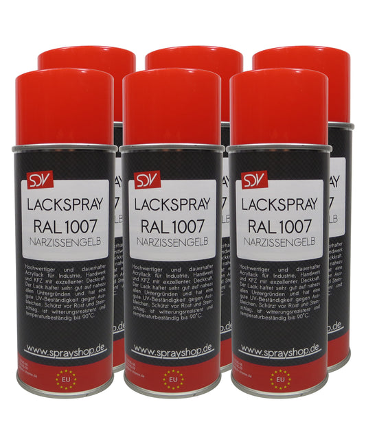 Lackspray RAL 1007 NARZISSENGELB glänzend 6x 400ml Acryllack