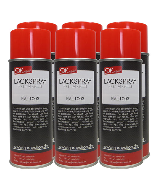 Lackspray RAL 1003 SIGNALGELB glänzend 6x 400ml Acryllack