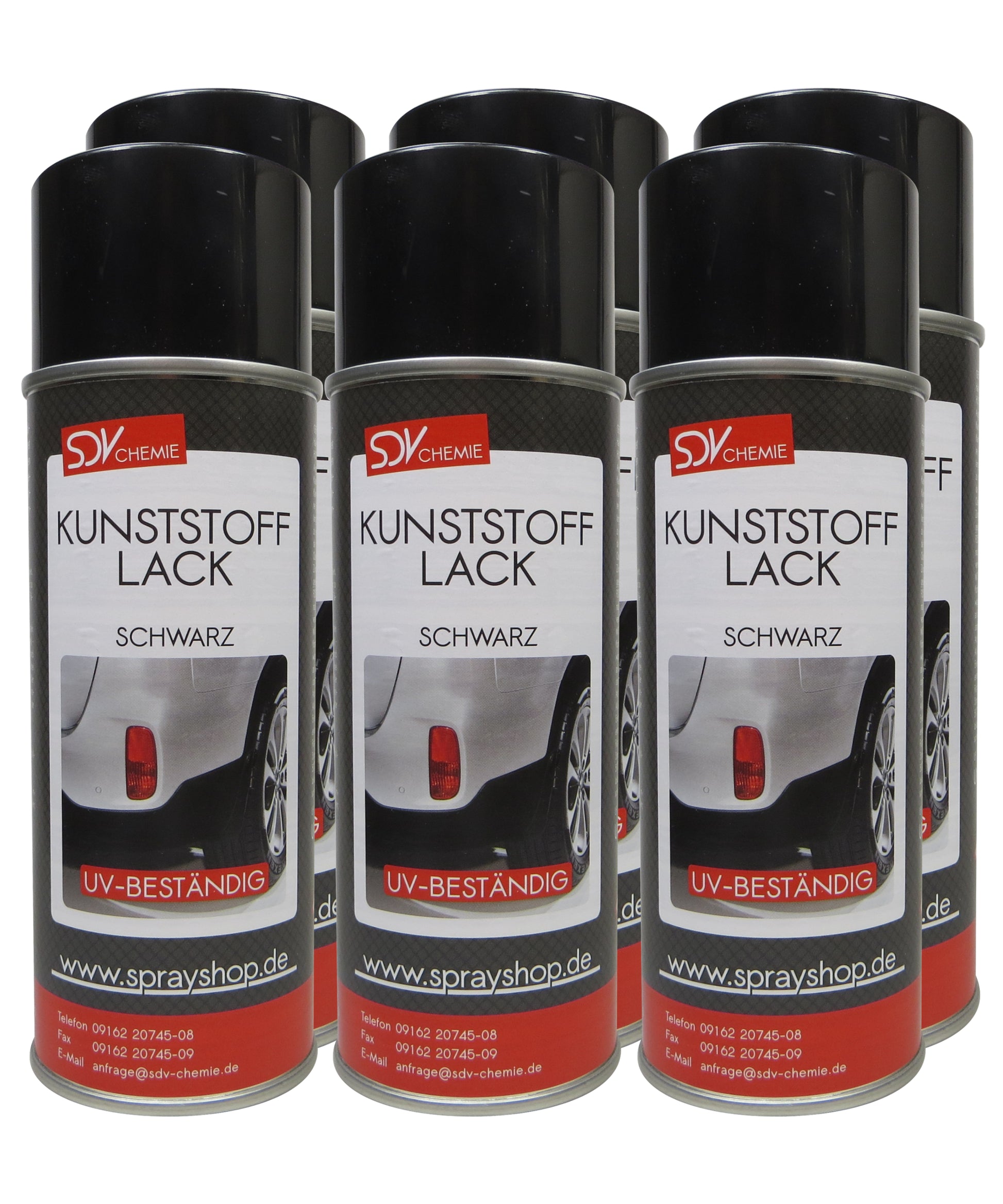 Kunststofflack schwarz matt 6x 400ml Lackspray