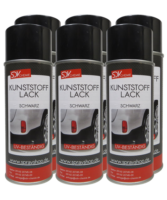 Kunststofflack schwarz matt 6x 400ml Lackspray