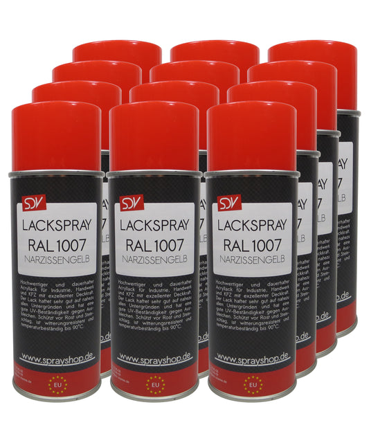 Lackspray RAL 1007 NARZISSENGELB glänzend 12x 400ml Acryllack