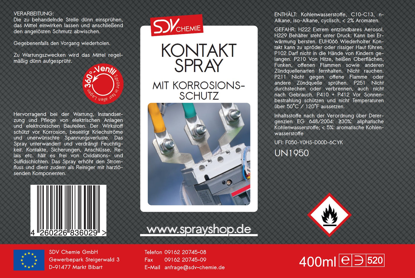 Kontaktspray 400ml Etikett