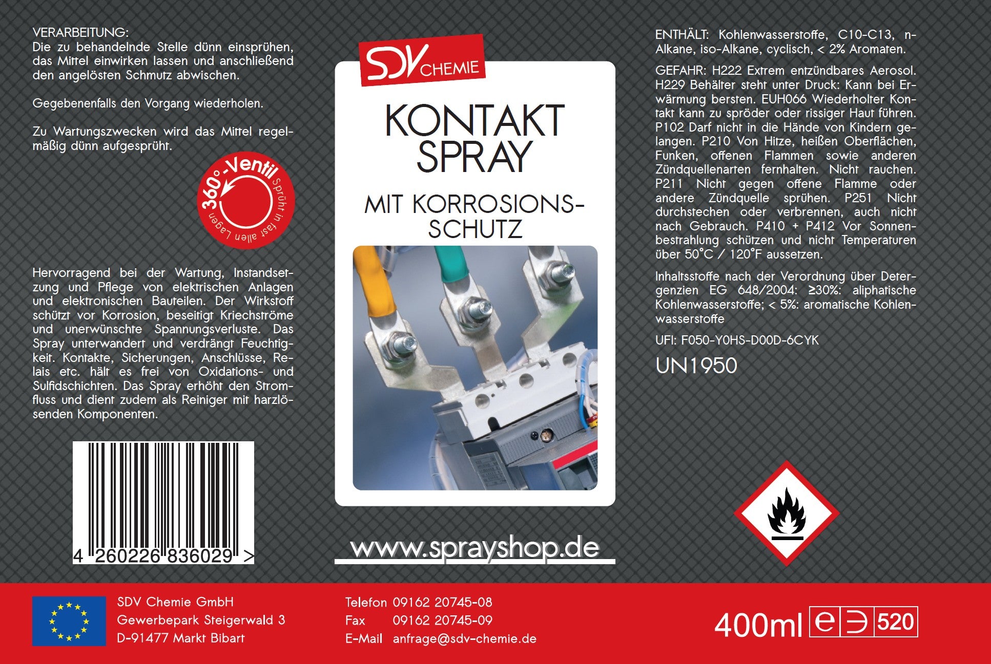 Kontaktspray 400ml Etikett