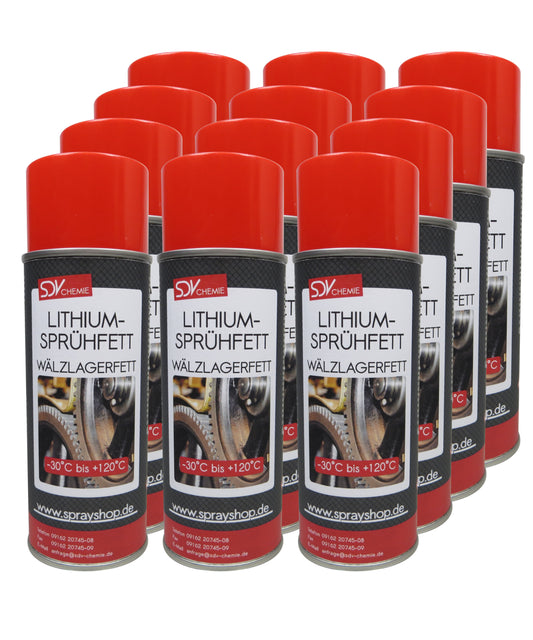 Lithium Sprühfett 12x 400ml Wälzlagerfett Schmierfett Fettspray