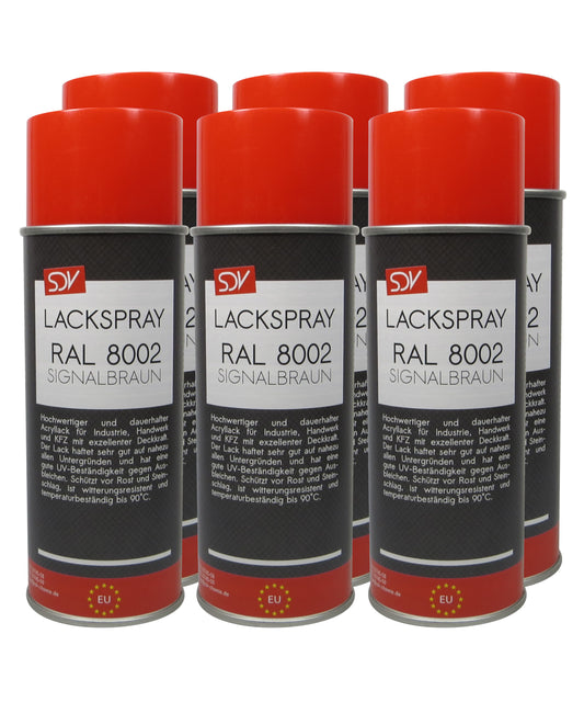 Lackspray RAL 8002 SIGNALBRAUN glänzend 6x 400ml Acryllack