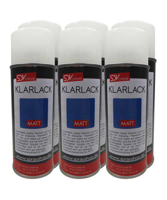 Klarlack Spray matt 6x 400ml Acryl Sprühlack