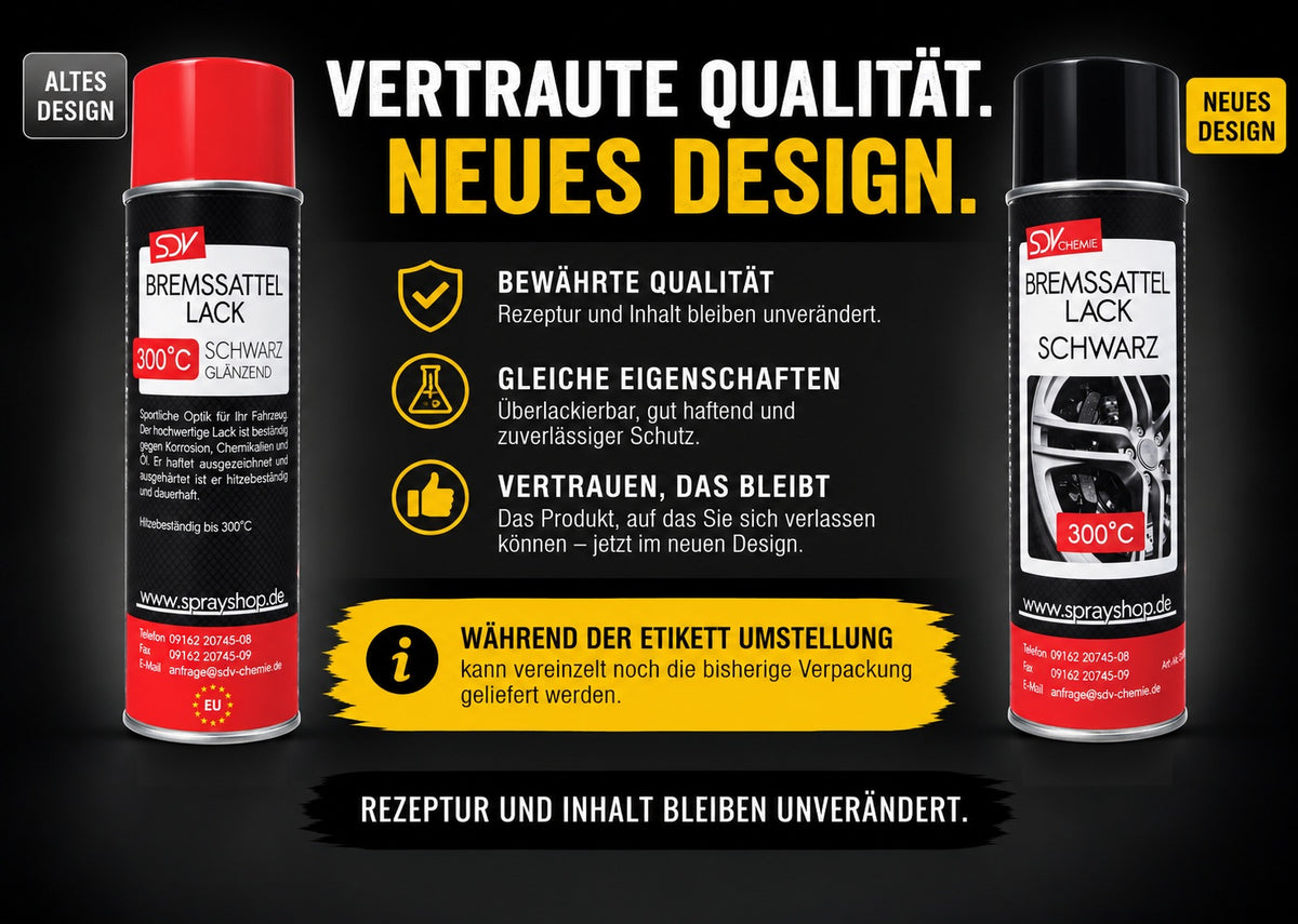 Bremssattellack schwarz glänzend Etikettänderung