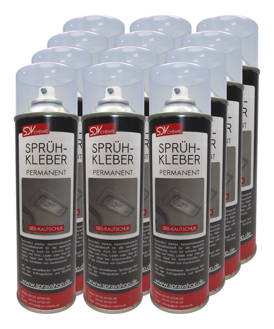 Sprühkleber permanent 12x 500ml extra starker Powerkleber Haftkleber