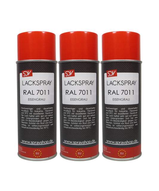 Lackspray RAL 7011 EISENGRAU glänzend 3x 400ml Acryllack