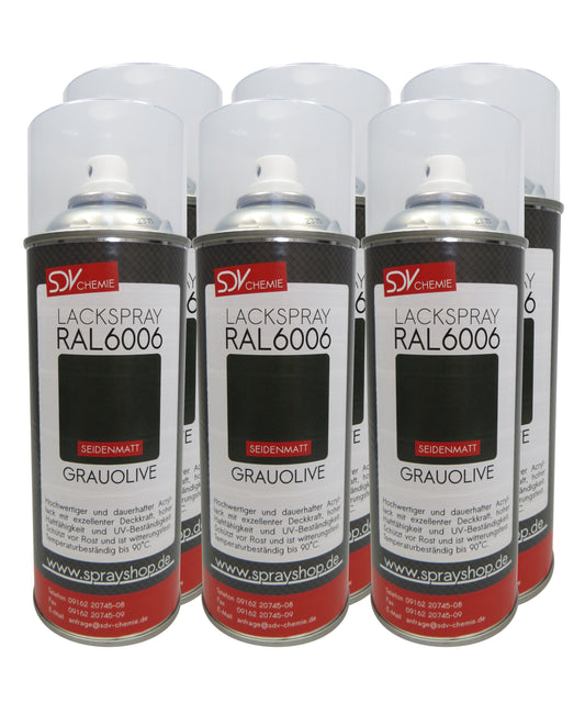 Lackspray RAL 6006 GRAUOLIVE seidenmatt 6x 400ml Acryllack