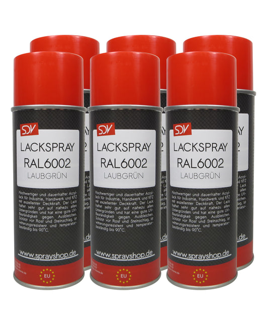 Lackspray RAL 6002 LAUBGRÜN glänzend 6x 400ml Acryllack