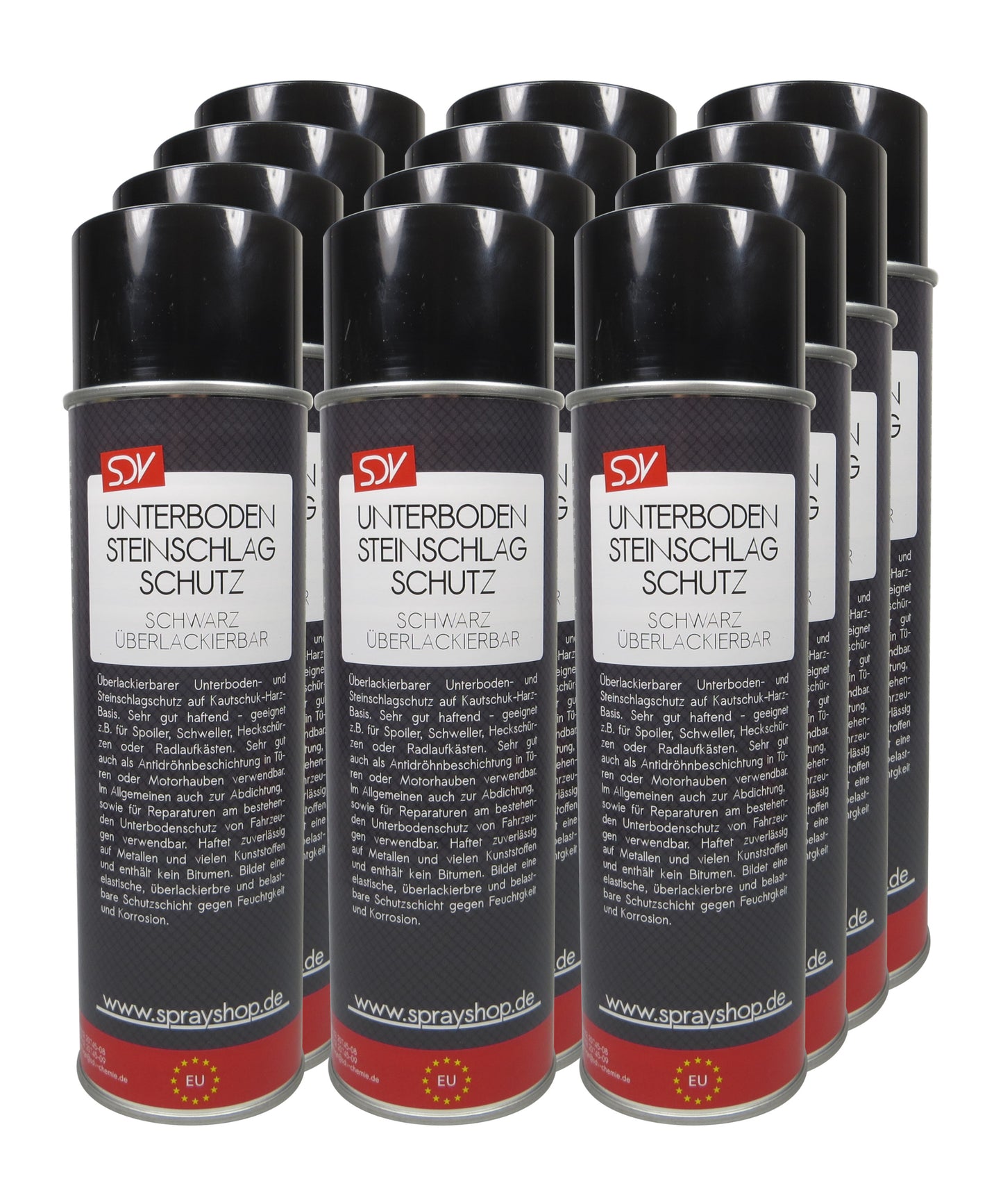 Unterbodenschutz schwarz überlackierbar 12x 500ml UBS Steinschlagschutz