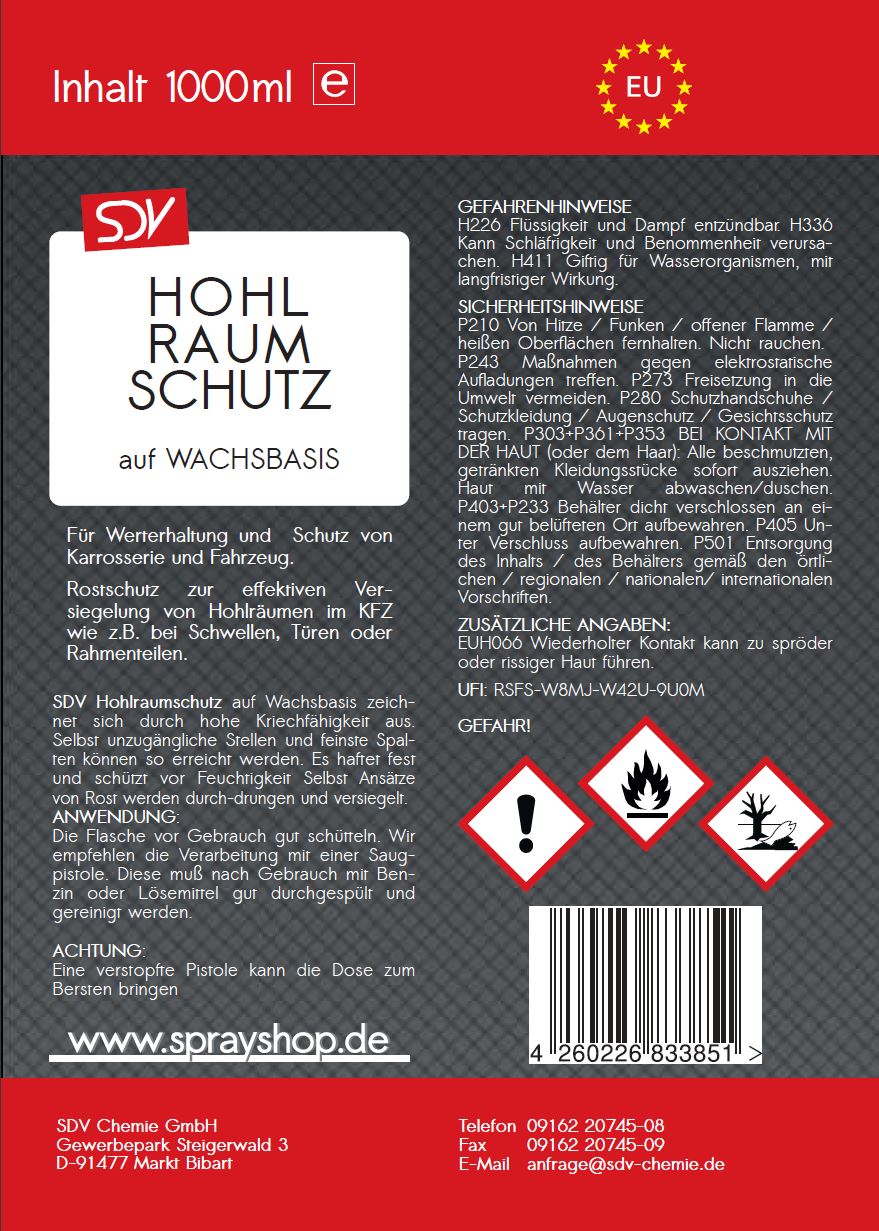 Hohlraumschutz 3x 1 Liter Hohlraumwachs Versiegelung Rostschutz