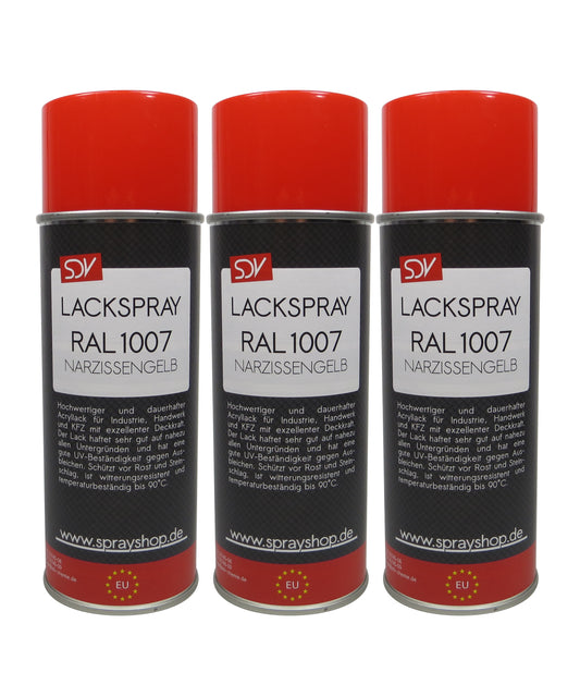 Lackspray RAL 1007 NARZISSENGELB glänzend 3x 400ml Acryllack