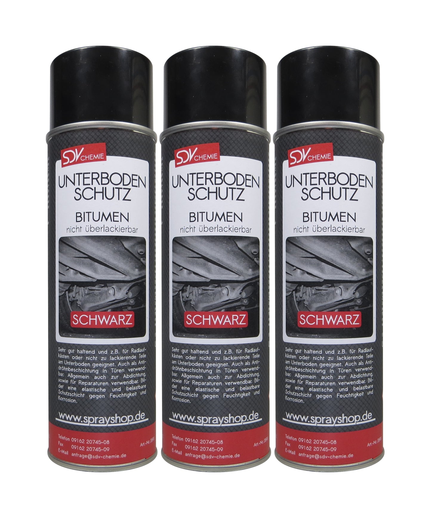 Unterbodenschutz Bitumen schwarz 3x 500ml UBS Steinschlagschutz
