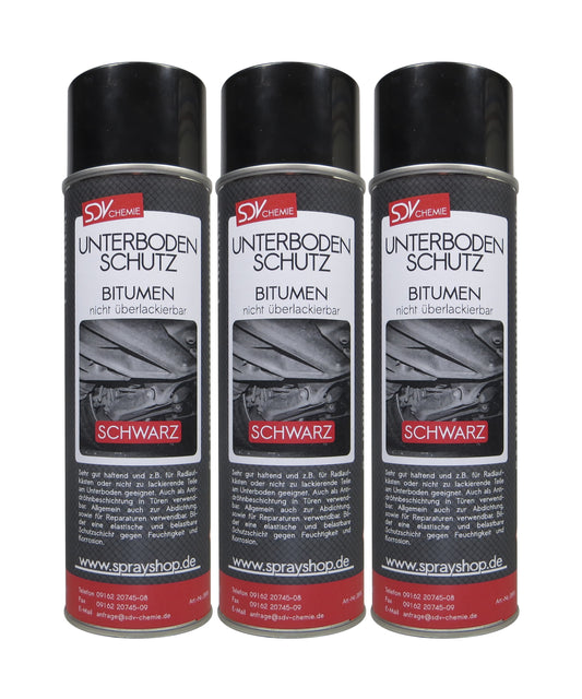 Unterbodenschutz Bitumen schwarz 3x 500ml UBS Steinschlagschutz