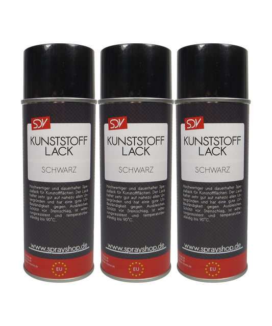 Kunststofflack schwarz matt 3x 400ml Lackspray