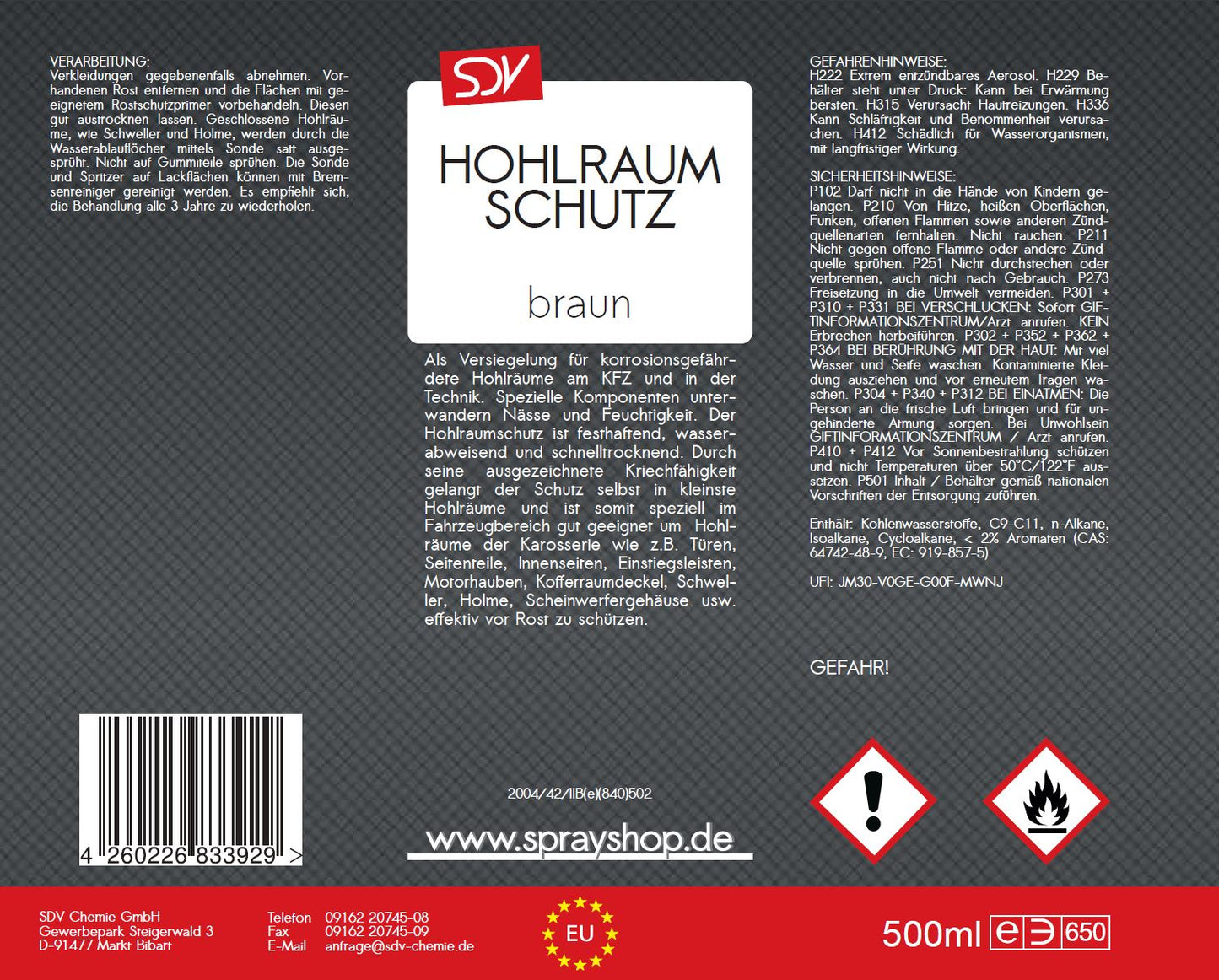 Hohlraumschutz braun 12x 500ml + 60cm Sonde Hohlraumspray Versiegelung