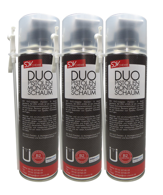 DUO Pistolen Montage Schaum B2 3x 500ml 2-in-1-System Bauschaum