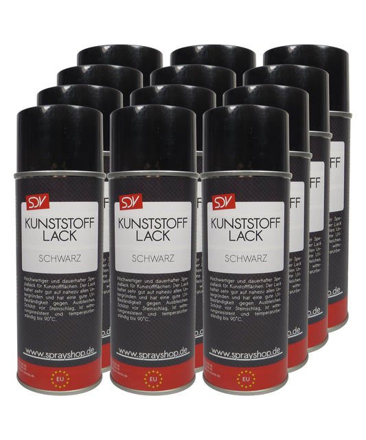 Kunststofflack schwarz matt 12x 400ml Lackspray