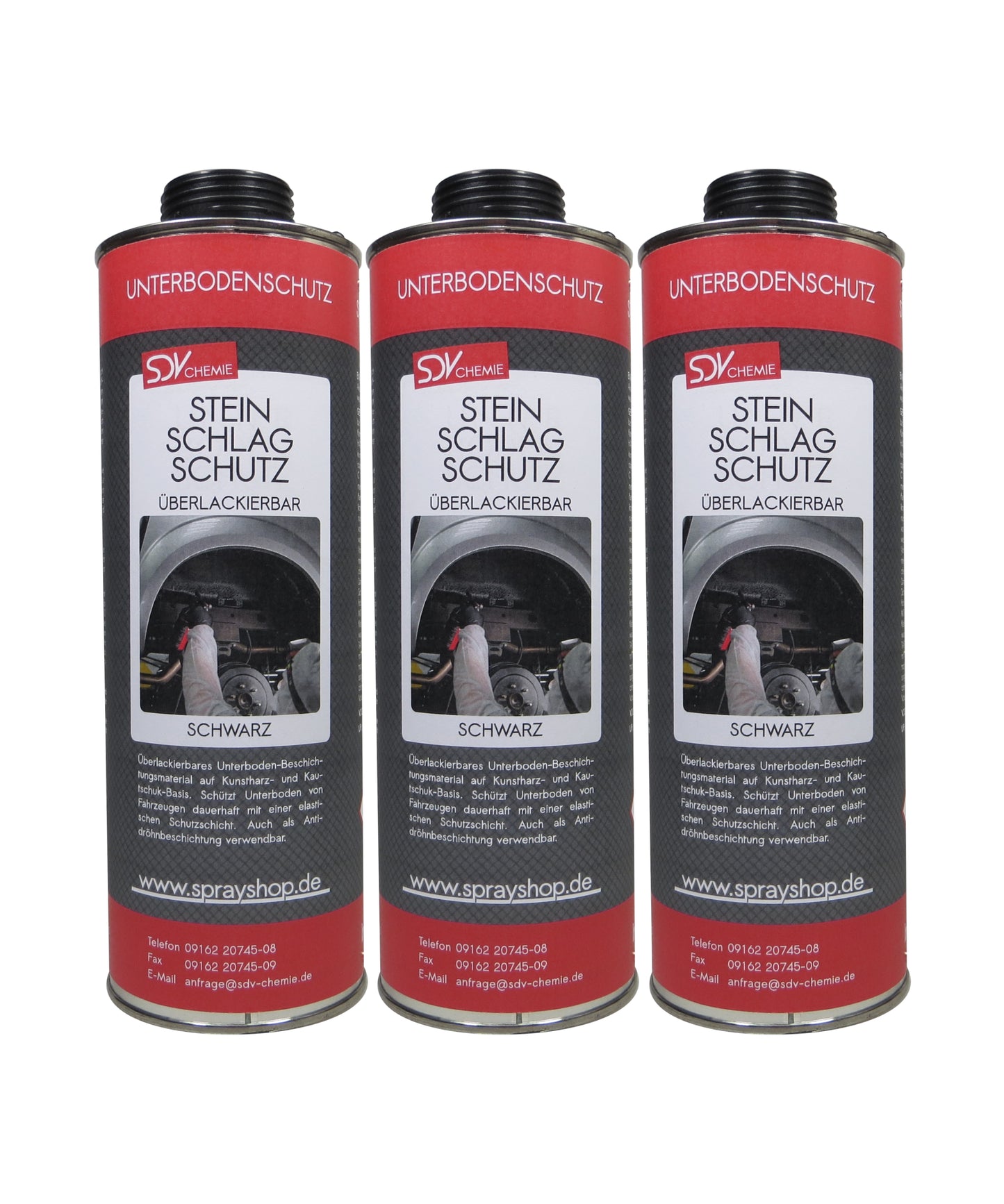 Unterbodenschutz schwarz überlackierbar 3x 1 L UBS Steinschlagschutz